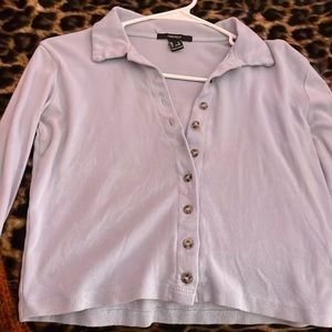 Baby Blue long sleeve collared crop top